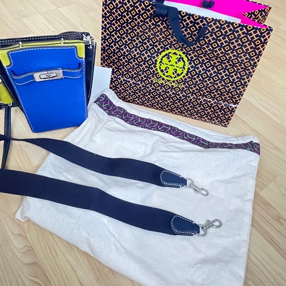 Tory Burch Petite Lee Radziwill Garden Blue and Yellow Crossbody Bag NWT - Picture 13 of 16